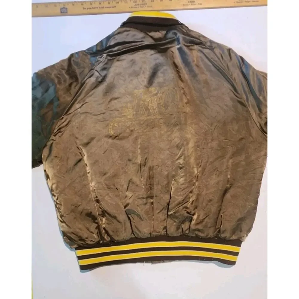 Rare Vintage K&O Steam Gas Engine Satin Jacket 80s Large Brown